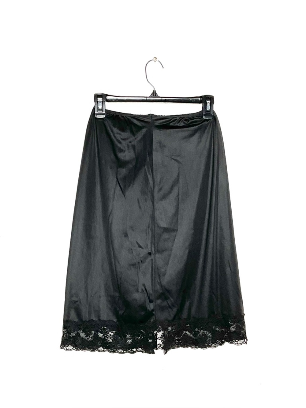 < Vintage Sliperfection Black Lace Trimmed Slip Skirt > - Picture 3 of 3